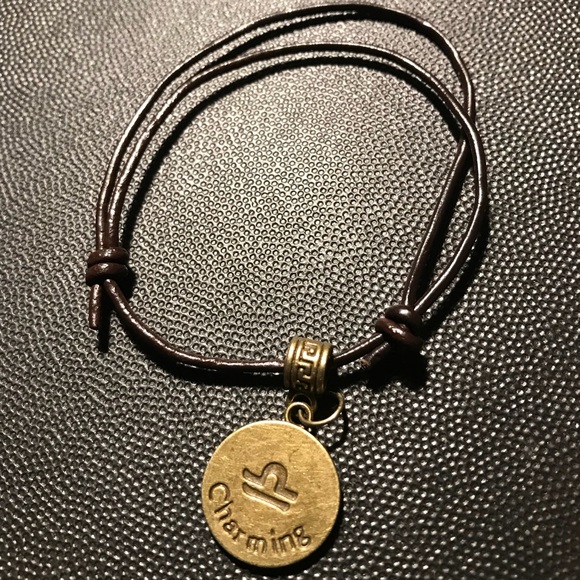 Charming Libra The Scales Leather Unisex Bangle - Picture 2 of 2